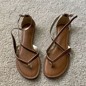 Gold and brown sandals